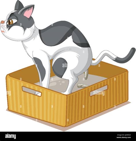 Cartoon Cat Pooping On Sand Box Illustration Stock Vector Image And Art