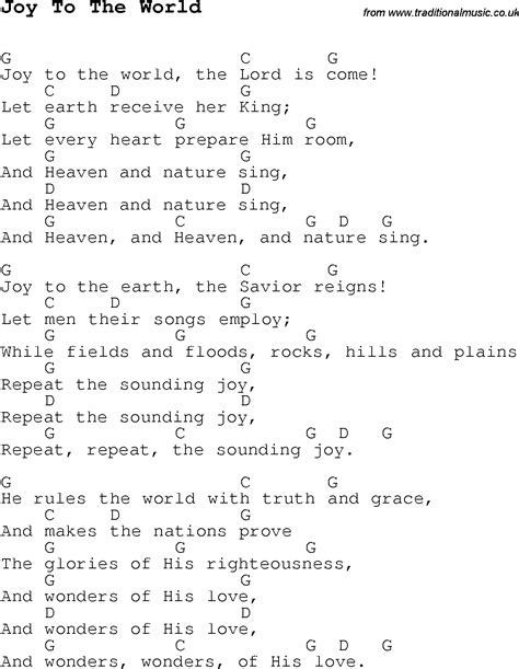 Christmas Carolsong Lyrics With Chords For Joy To The World Ukulele