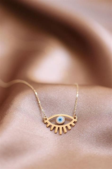 Gold Evil Eye Necklace Handmade Evil Eye Necklace 14k Gold Etsy