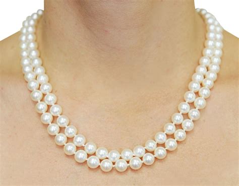 Mm Double Strand White Freshwater Pearl Necklace