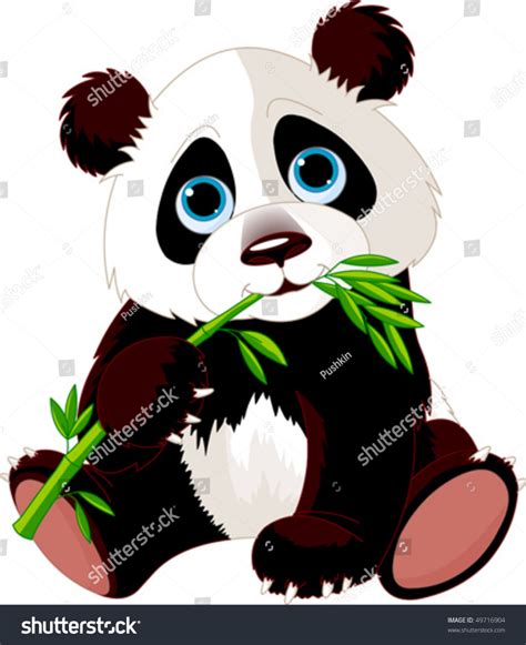Very Cute Panda Eating Bamboo Panda Art Cute Panda Cartoon Panda
