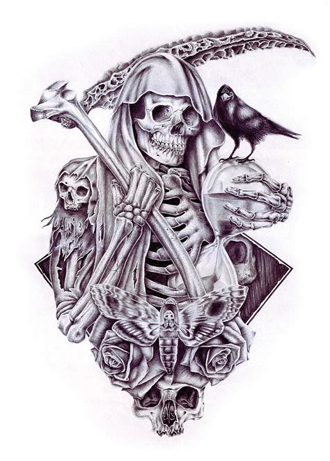 Evil Skull Tattoo Grim Reaper Tattoo Grim Reaper Art Skull Tattoo