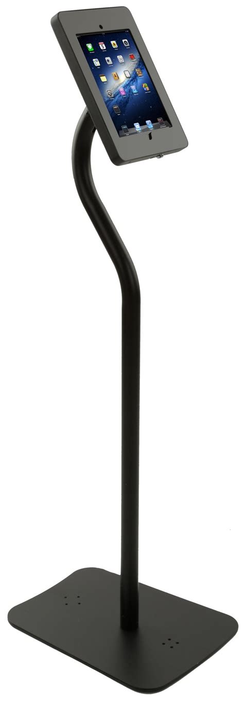 Curved Ipad Floor Stand With Locking Enclosure Tilting And Rotating