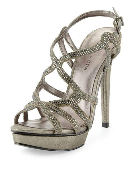 pelle moda flirt metallic evening platform sandal in metallic lyst