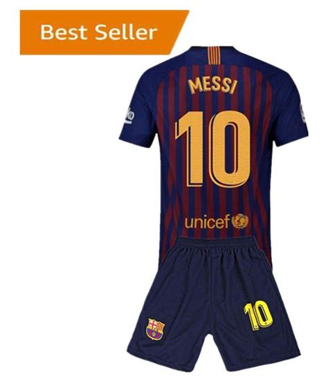 Barcelona Messi Printed Jersey With Shorts For Kids 1819 Football Kit