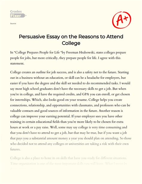 Reasons To Attend College College Prepares People For Life Essay