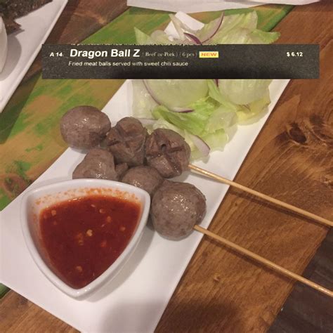 Maybe you would like to learn more about one of these? Dragon Ball Z meatballs at my local Thai restaurant! Shame ...