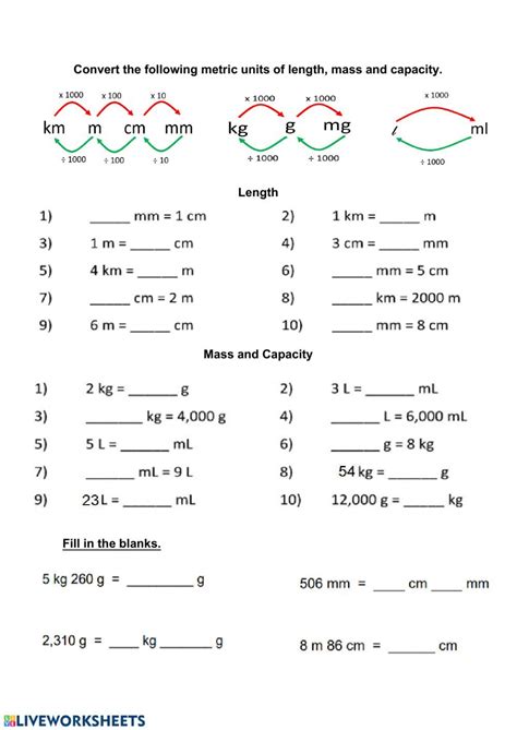 Metric System Worksheets Answer Key