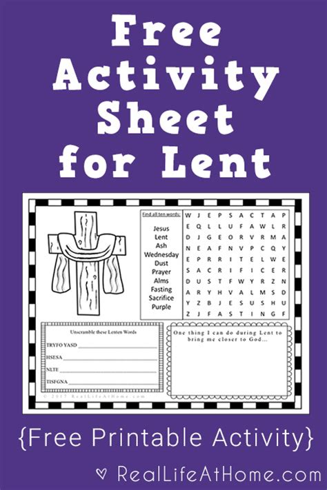 ash wednesday  lent activity page printable