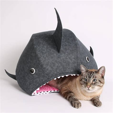 Great White Shark Cat Ball A Funny Cat Cave Bed For Shark Etsy Cat