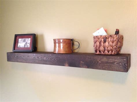 Large Rustic Style Floating Shelf 42l X 7d Jacobean Finish Hand