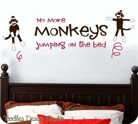 Sock Monkey No More Monkeys Jumping On The Bed Vinyl Kids Wall Decal