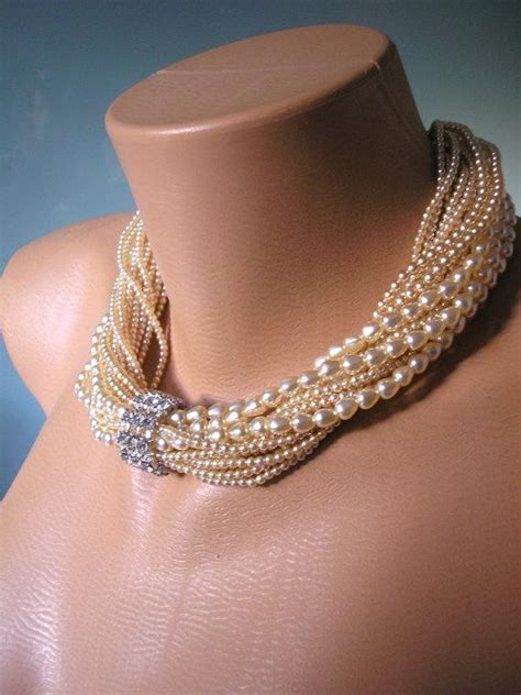 Twisted Pearl Necklace Chunky Pearl Necklace Great Gatsby