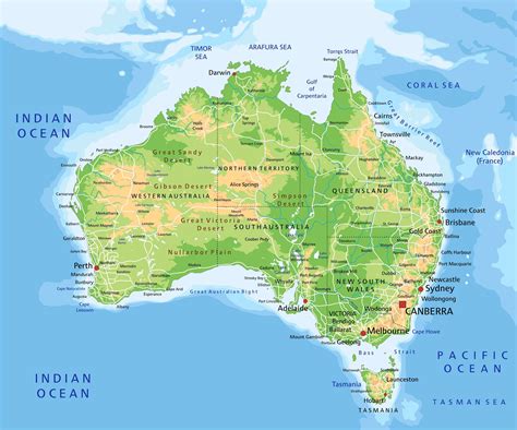 Australien Karte Karte Von Australien Mit Verkehrsnetz Stockfotos