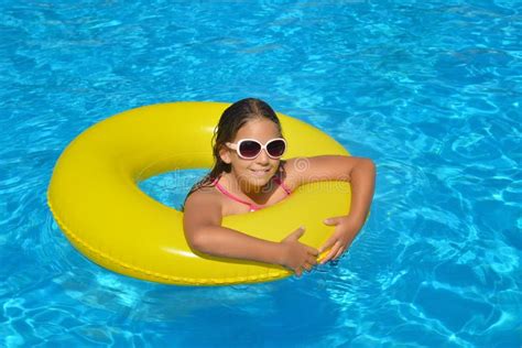 Real Adorable Girl Relaxing In Swimming Pool Stock Image Image Of Leisure Girl 138185957