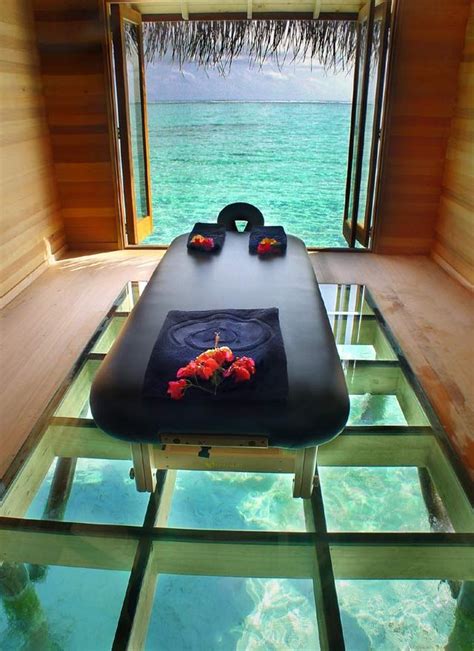 Over Water Spa Treatment At Rangali Island In The Maldives Glass Floor Beautiful Places