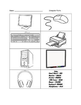 Walrus with long white tusks. Color the Computer Parts Worksheet | Kindergarten ...