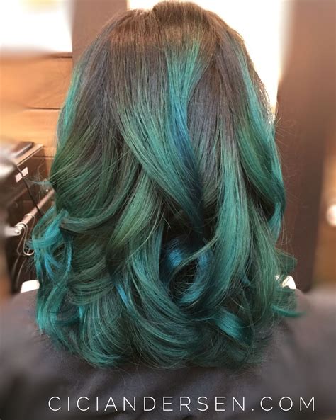 Emerald Green Balayage D Ombré Hair By Cici Andersen At Crowning Glory