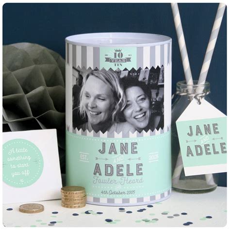 10 year anniversary gifts are traditionally either tin or aluminium, i can remember thinking when we celebrated our 10th wedding anniversary, is that it? Personalised Ten Year Anniversary Tin By Joanne Holbrook ...