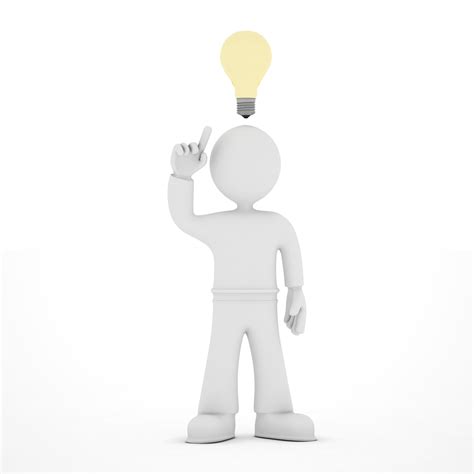 Icon Of Man With Idea Light Bulb Over Head 3d Render Illustration