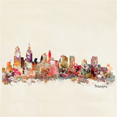 Philadelphia City Skyline Painting By Bri Buckley Fine Art America