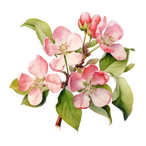 Premium Photo Watercolor Painting Of Apple Blossom