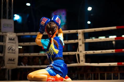Wai Khru Ram Muay A Female Muay Thai Fighter Performs A