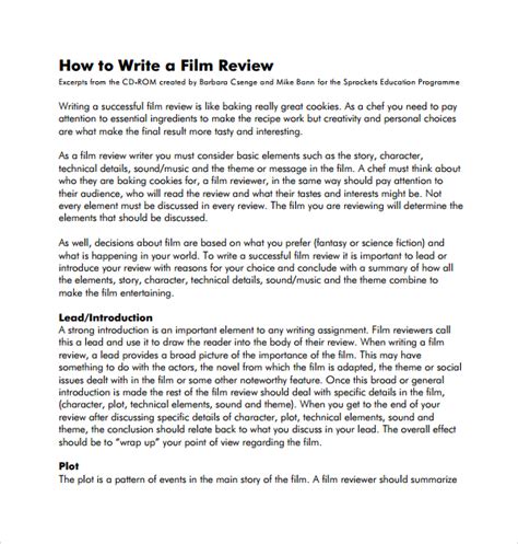 Movie Review Template For Students Hq Printable Documents