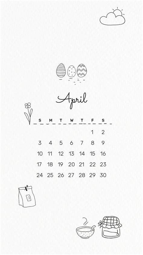 An Image Of A Calendar For The Month Of April With Doodles On It