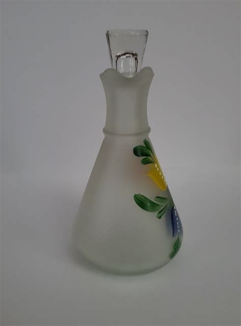 Vintage 1960 S Hazel Atlas Frosted Glass Cruet For Oil Or Vinegar H P
