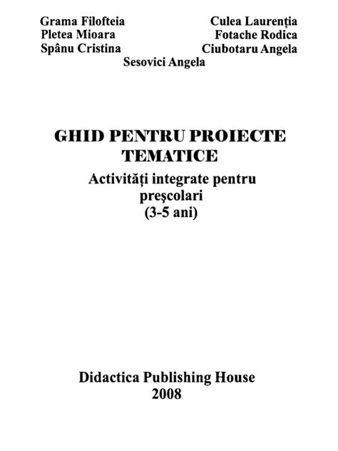 Ghid Pentru Proiecte Tematice Activitati Integrate Pentru Prescolari 3