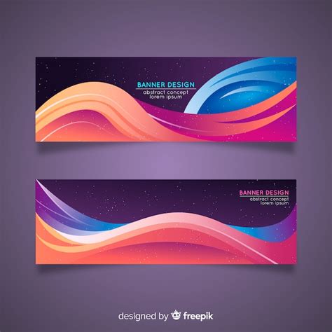 Free Vector Set Of Modern Banners With Abstract Design
