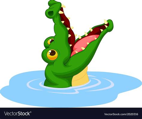 Vector Illustration Of Crocodile Cartoon Open Its Mouth Download A