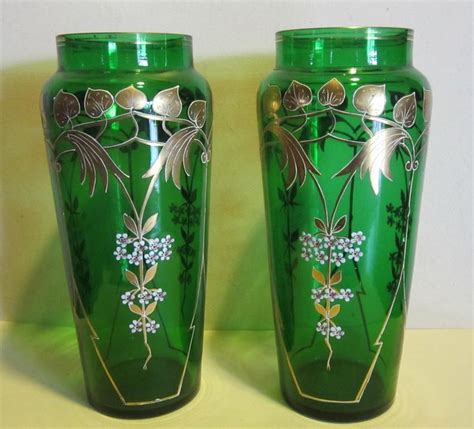 Pair Of Antique French Art Nouveau Glass Vases Cfr Etsy In 2021