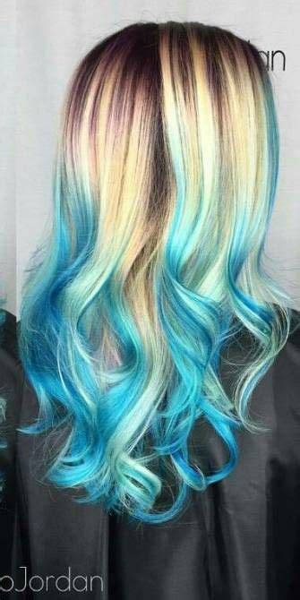 Hair Dyed Blue Tips Blondes 27 Ideas Colored Hair Tips Hair