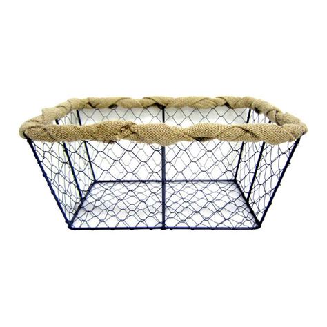 Medium Chicken Wire Basket With Burlap Wrap Wire Baskets Chicken