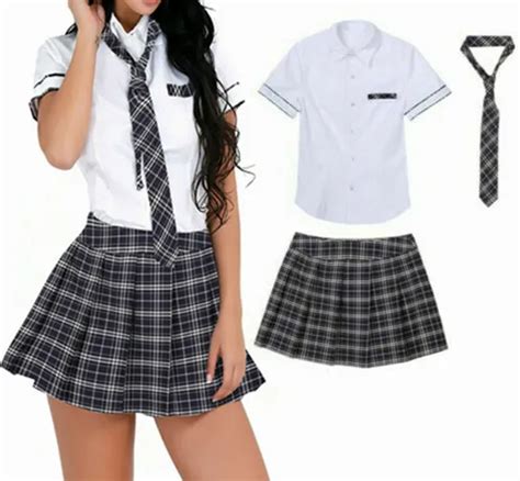 Sexy Women School Girl Uniform Dress Plaid Outfit Fancy Dress Student