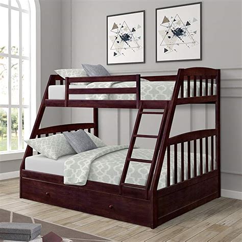 Harperandbright Designs Solid Wood Twin Over Full Bunk Bed With Two