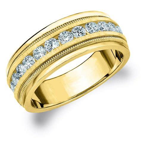 eternity wedding bands 1 ct diamond men s wedding band in 10k yellow gold 1 0 carat diamond
