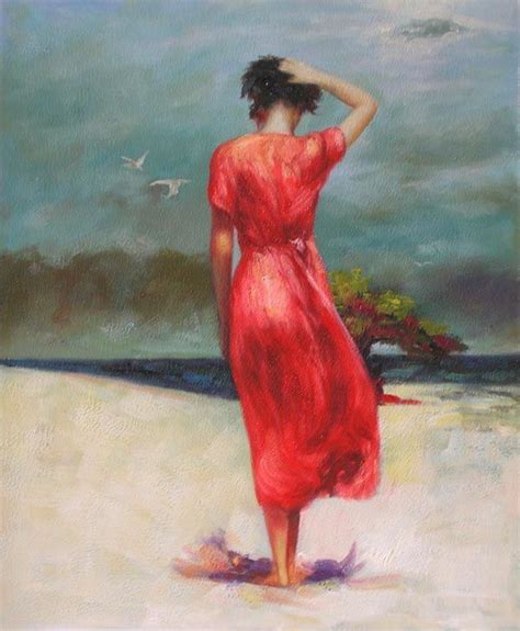 Woman In A Red Dress Oil Painting Red Art Pinterest