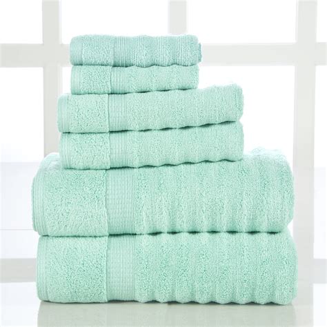 Addy Home Soft Quick Dry 6 Pc Ribbed Bath Towel Set Aqua 2 Bath 2