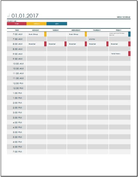 5 Free Class Schedule Templates In Ms Word Excel And Pdf Format