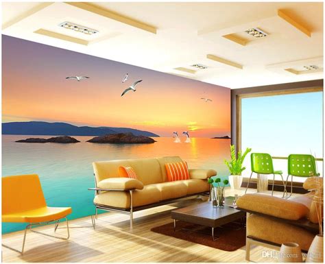 Wdbh Custom Photo Mural 3d Wallpaper Romantic And Warm Seaside Scenery