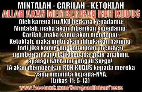 Kerajaan Tuhan Allah Memberikan Roh Kudus Kepada Yang Mengasihi Yesus