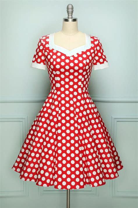 rockabilly dress red polka dot dress white vintage dress vintage dresses