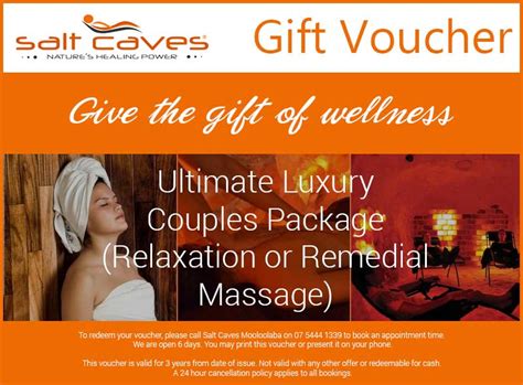 Ultimate Luxury Couples Package Relaxation Or Remedial Massage Salt Caves Mooloolaba