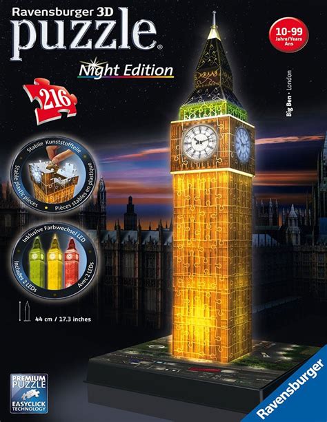 Big Ben Night Edition 216 Piece 3d Jigsaw Puzzle Made By Ravensb