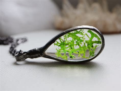 MOSS Necklace LICHEN Green Moss Terrarium Jewelry Christmas Etsy