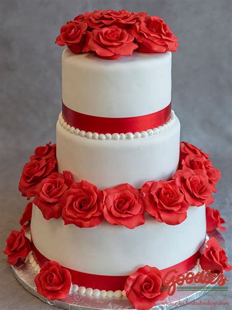 Red Rose Wedding Cake By Goodies Winnipeg Bakery