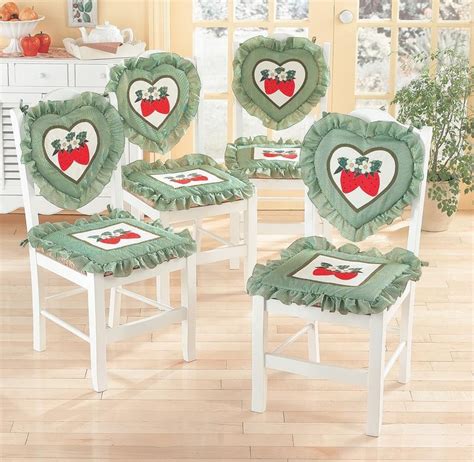 I wish i could sew, about the only things i have made are curtains and a very full shower curtain. 8 Pc Country Style Sweet Strawberry Design Kitchen Chair Cushion & Back Set New | Strawberry ...